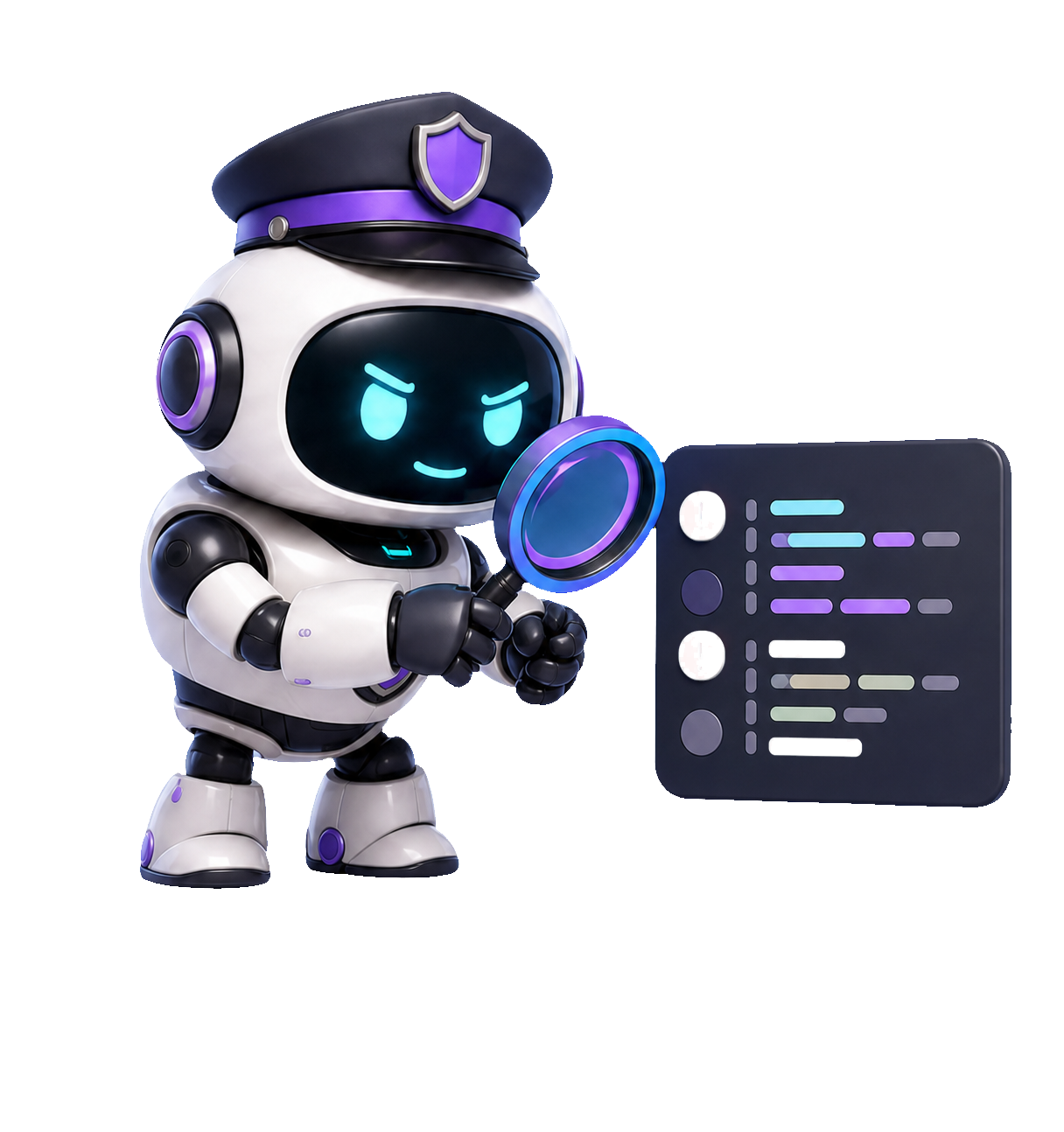 Vane inspecting a code review with a magnifying glass